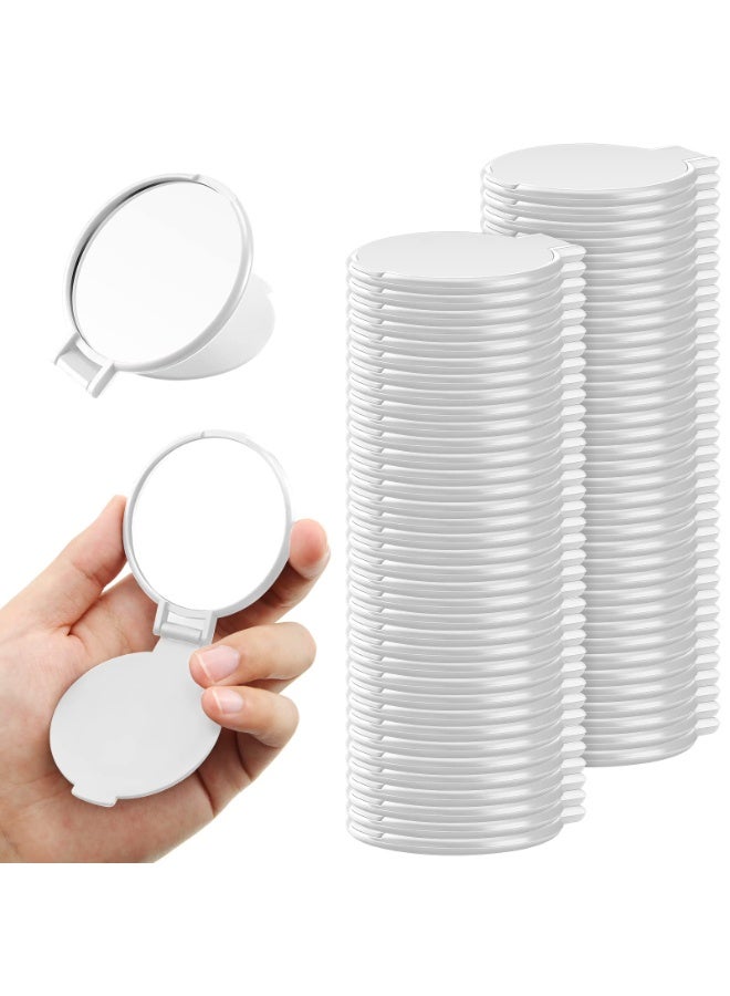 KISSUN 72 Pcs Compact Mirror Bulk Portable Round Makeup Mirror Mini Foldable for Purse Women Travel Daily Use Mother‘s Day Gifts (White) - Image 1